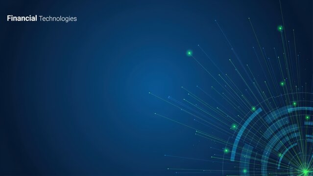 Financial technologies concept with digital data network and glowing blue background