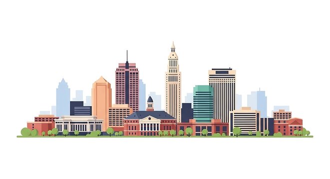 Flat vector illustration of the Hartford connecticut skyline