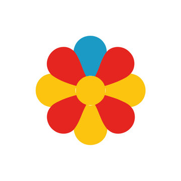 Vibrant Stylized Flower Icon Isolated