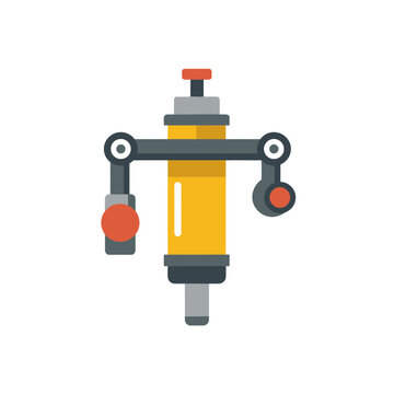 Yellow Hydraulic Cylinder Component with Red Accents