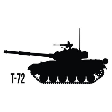 白い背景に分離された t-72 主力戦車のシルエット