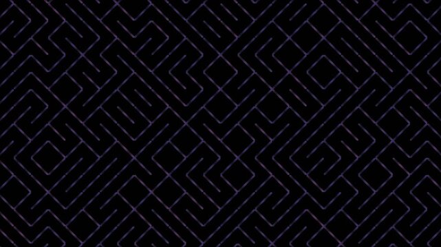 Abstract background pattern with dark purple maze lines on black