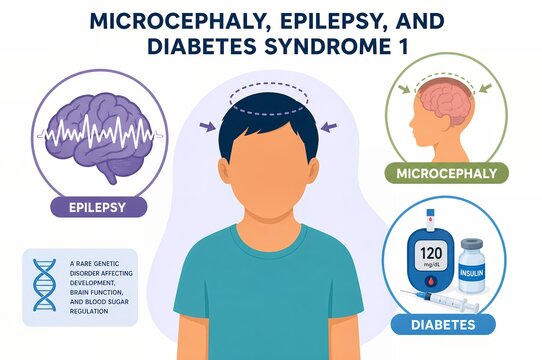 Microcephaly Epilepsy and Diabetes Syndrome 1 MEDS1 Genetic Disorder Infographic