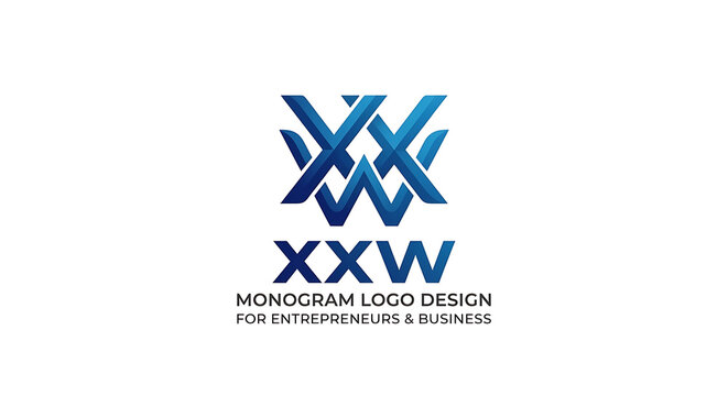 Modern XXW Monogram Logo Design with Blue Gradient Geometric Lettermark for Business Branding