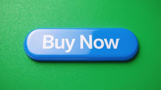 Blue 'Buy Now' Button with Subtle Lighting and Depth on a Green Background