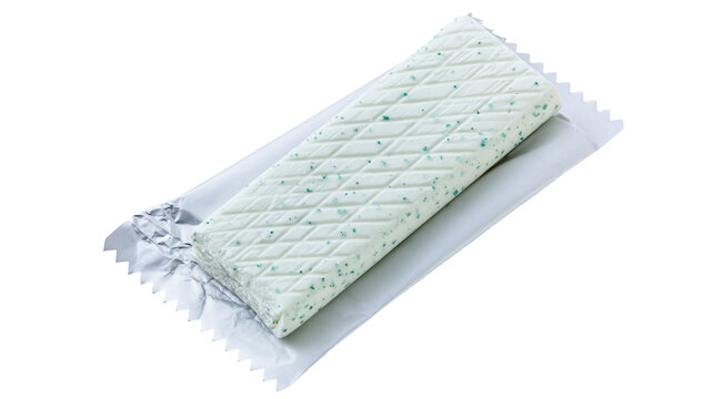 Mint chewing gum stick with diamond pattern, isolated on transparent background