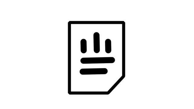 Business Analytics Report Animated Icon. Animated line icon of document with bar chart representing business analytics report financial planning and data visualization.