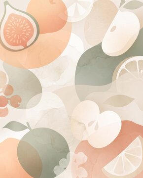 A sophisticated minimalist background showcasing smooth organic shapes and gentle watercolor details in warm peach, olive, and cream. Designed for versatility .