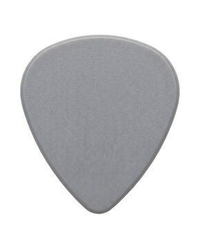 Single gray guitar pick isolated on a clean white background for music production