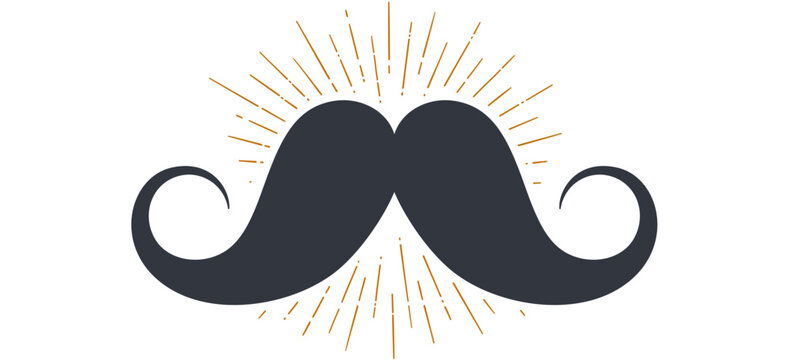 Black mustache. Handlebar mustache sign art, retro mustache symbol mark, vintage mustache sign badge, barber gentleman hipster graphic design element sticker artwork. Vector Illustration