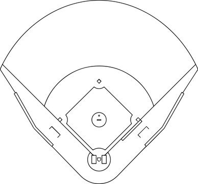 Top View Outline of a Baseball Field Diamond