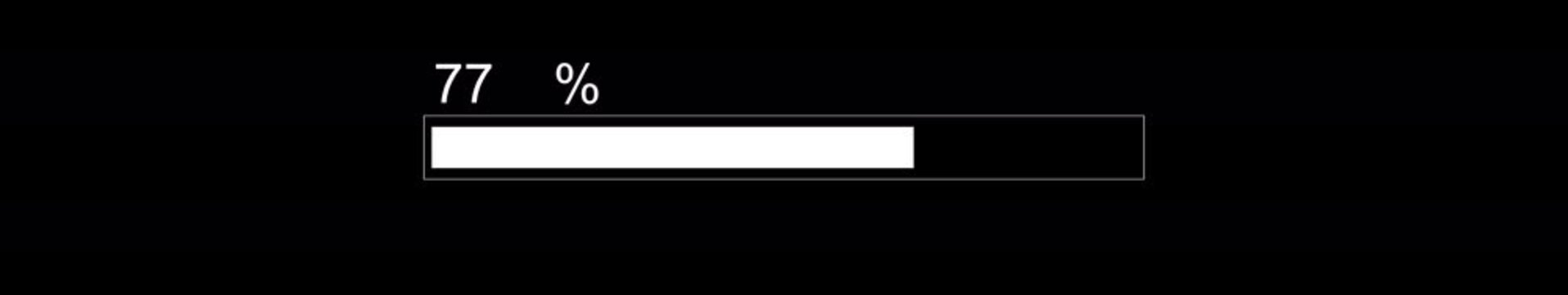 Classic Progress Bar Animation on Black Background. Download Progress, Preloader Animation Web Design Template. Seamless Loop Animation in 4K Ultrawide with Alpha Channel.