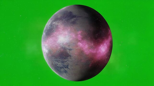 Cosmic Planet Orb rotating in Nebula with Green Screen Background Seamless Loop