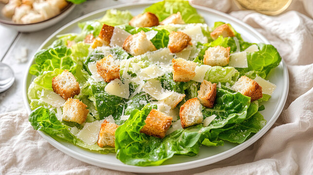 Classic Caesar Salad with Crispy Croutons and Parmesan
