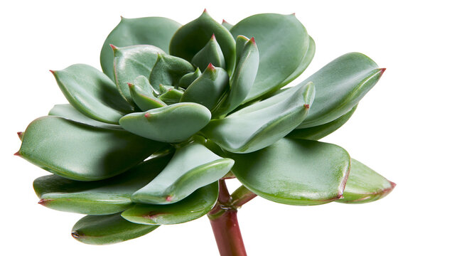 Green succulent plant with thick fleshy leaves, isolated on transparent background