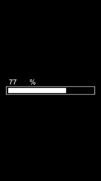 Thick Progress Bar Animation on Black Background. Download Progress, Preloader Animation Web Design Template. Seamless Loop Animation in 4K Vertical with Alpha Channel.