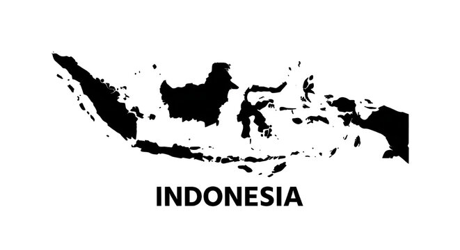 A minimalist flat pictogram vector featuring the simplified silhouette map of Indonesia