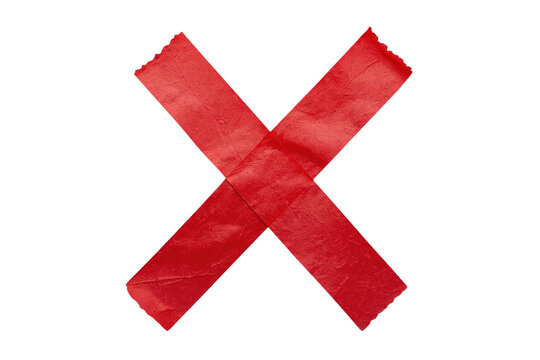 Rough red masking tape cross with overlapping center