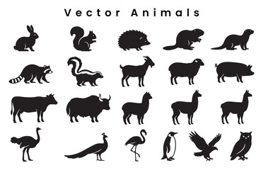 Fototapeta premium Animal Silhouette Vector Collection.