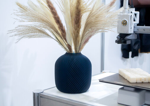 Art model printed on 3D printer. Object created on 3D printer from molten plastic. 3D printed creative object. Modern new modern additive progressive technologies. 3D printing technology