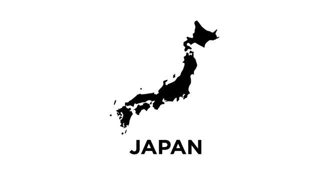 A minimalist flat pictogram vector featuring the simplified silhouette map of Japan