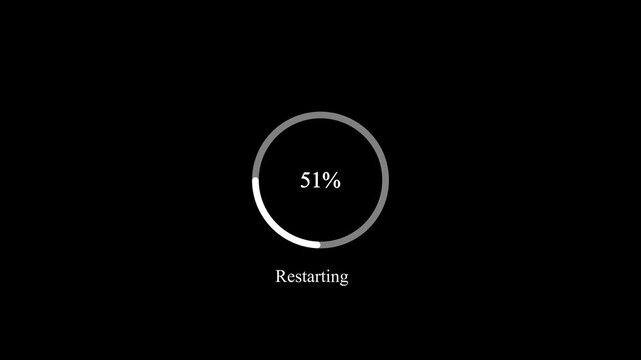 Animated abstract circle loading bar resolving from 0 to 100%, designed for progress and transfer concepts.on Black Background and features 4k Motion graphics video