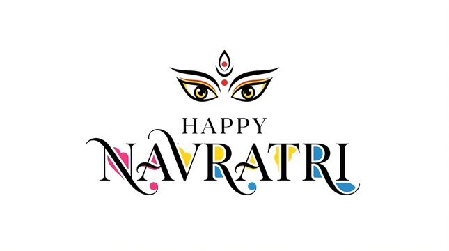 Illustration of Indian festival Navratri with beautiful calligraphy.