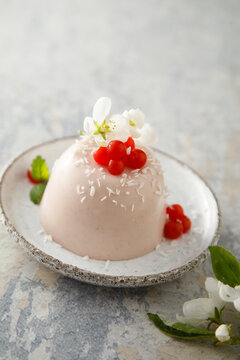 Berry panna cotta with coconut