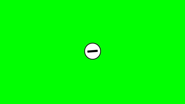Animated Minus Sign Icon with Green Screen Background.