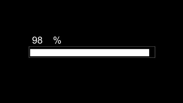 Classic Progress Bar Animation on Black Background. Download Progress, Preloader Animation Web Design Template. Seamless Loop Animation in 4K with Alpha Channel.