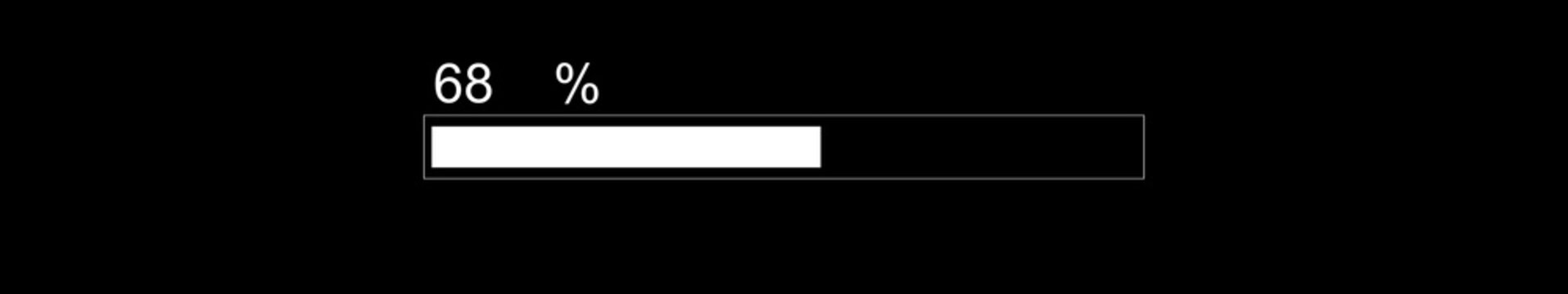 Classic Progress Bar Animation on Black Background. Download Progress, Preloader Animation Web Design Template. Seamless Loop Animation in 4K Ultrawide with Alpha Channel.