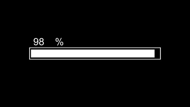 Thick Progress Bar Animation on Black Background. Download Progress, Preloader Animation Web Design Template. Seamless Loop Animation in 4K with Alpha Channel.