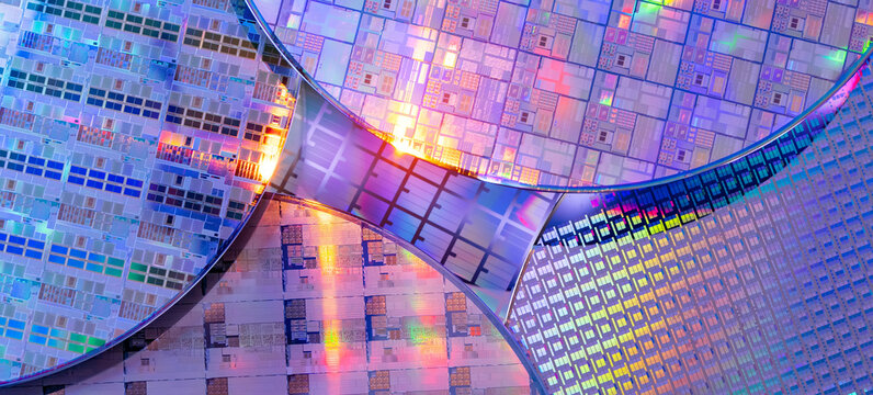 Silicon wafer for manufacturing semiconductor of integrated circuit,AI Hardware and Semiconductor Industry Concept.