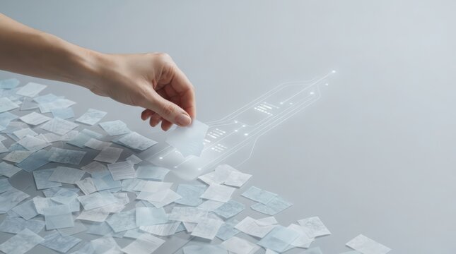 Conceptual representation of information overload, data filtering, knowledge management, analytical thinking, and decision clarity