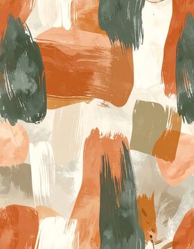 Abstract Brush Stroke Seamless Pattern in Earthy Tones