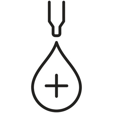 Close-up of a cosmetic drop with plus sign, representing health and beauty products