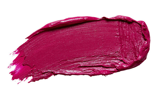 Rich magenta lipstick smear with visible texture, isolated on transparent background