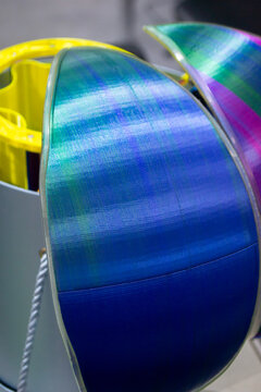 Detail printed on 3D printer using fused deposition modeling FDM using two-color or three-color silk co-extrusion plastic. Model made using 3D printing from filament. Additive manufacturing