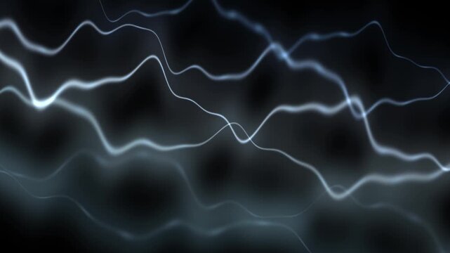 A seamless loop of glowing electric waves flowing across a dark abstract background.