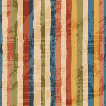 Colorful vertical grunge stripes, seamless pattern, vector print