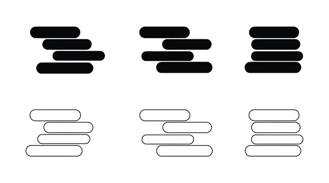 Six progress bar icons in black and white
