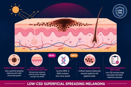 Low CSD Superficial Spreading Melanoma Skin Cancer Pathology Infographic