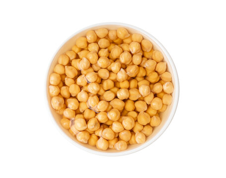 Soaked chickpeas, chick pea in water, swollen wet Cicer arietinum fruits, garbanzo beans cooking