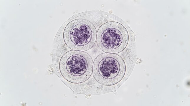 Four haploid daughter cells forming