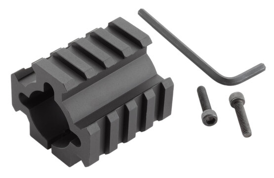 Adapter to mount rails on a shotgun tube magazine
