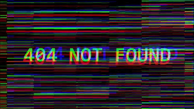 4K Broken CRT TV 404 Not Found Text Glitch Distortion Overlay Motion Graphics Loop