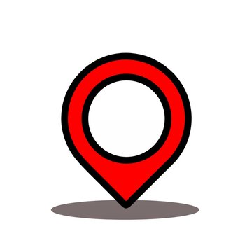 Vector red map pointer icon indicating destination location with location navigation destination