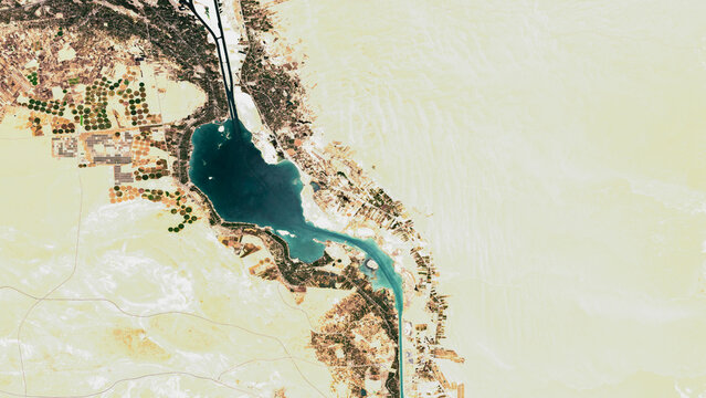 Suez Canal on open data satellite image