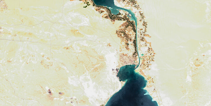Suez Canal on open data satellite image