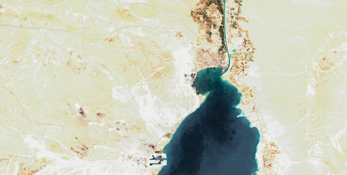 Suez Canal on open data satellite image